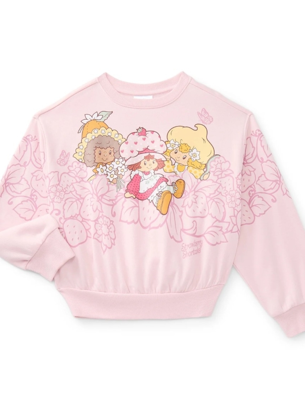 Nwt Strawberry Shortcake Girls Graphic Fleece Crew Pullover